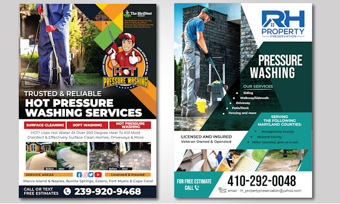 design pressure washing , junk removal flyer