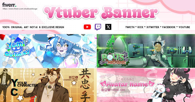 make vtuber banner youtube twitch x twitter streamer