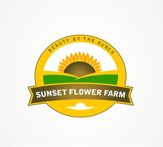 design sunset flower farm logo in 1 day