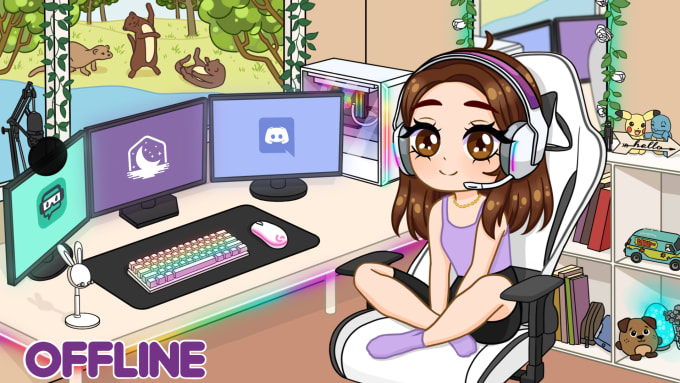 Hire a freelancer to create a cute anime twitch banner or offline screen