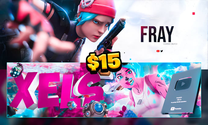 design a fortnite or gaming youtube, twitter, twitch banner header