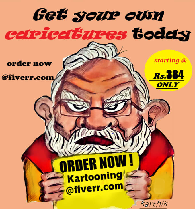 Draw amazing caricatures and cartoons of you by Kartooning Fiverr
