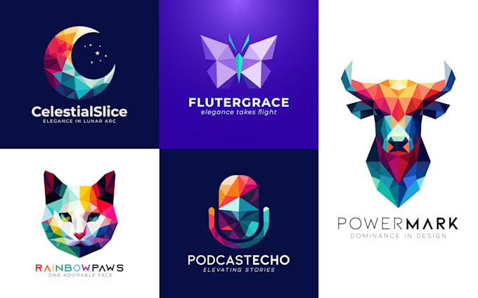 design a geometric polygonal logo with the brand style guide