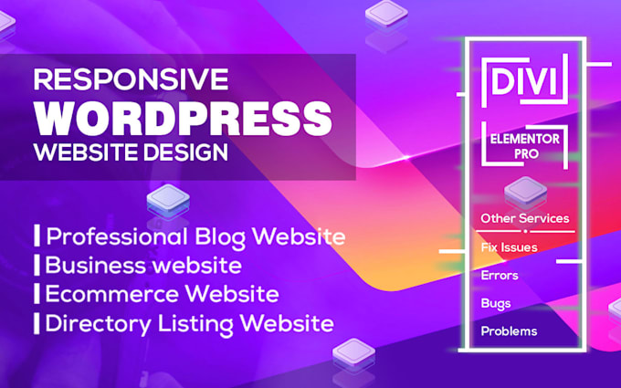 do responsive wordpress website design and blog using elementor, divi or others