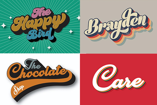 Create 3D 70S Vintage Retro Typography Logo For T Shirt