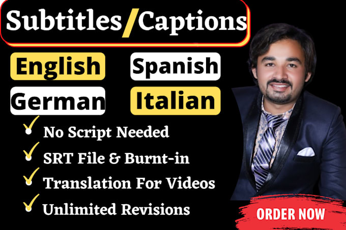 add subtitles and captions to english, german, japanese, spanish and french