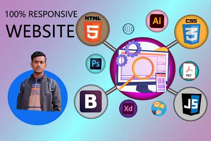 Design a single page responsive website using html css javascript by ...