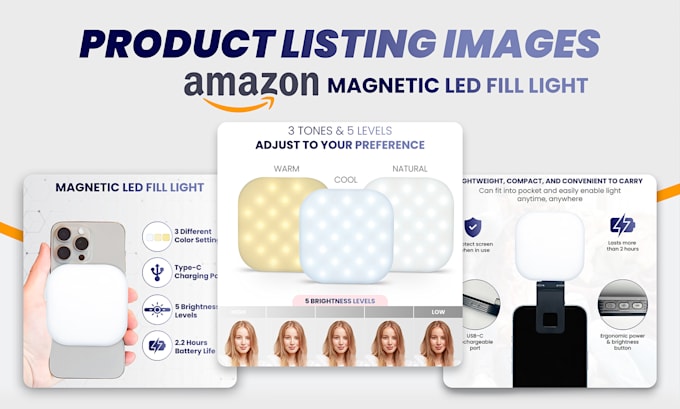 do amazon product photo editing, listing images and product infographic design