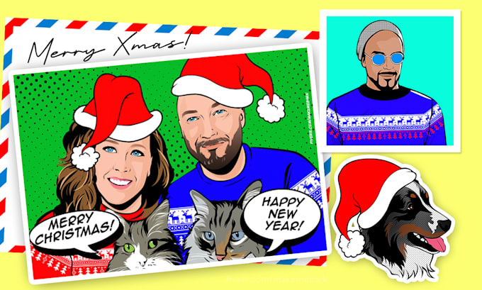 illustrate a christmas portrait ideal for a card or gift