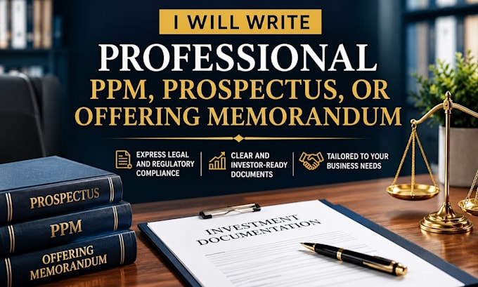 write professional ppm, prospectus, or offering memorandum