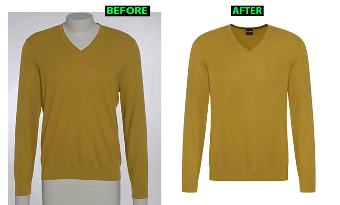 do clothing image editing, flat lay, ghost mannequin, neck joint