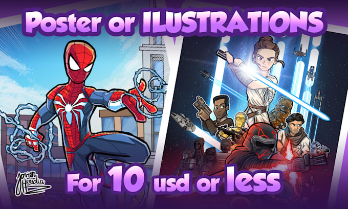 make a full poster ilustration for comic,games, movies, etc