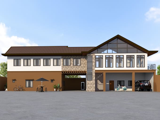 create photorealistic 3d house rendering, interior, exterior and walkthrough