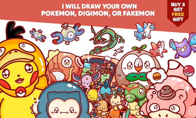 draw your own kawaii pokemon, digimon, or fakemon characters