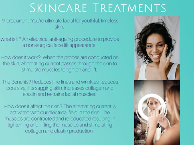 Write skincare treatments description by Skincarebyfaiyy Fiverr
