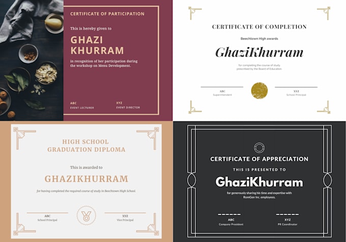 design amazing formal, custom certificate
