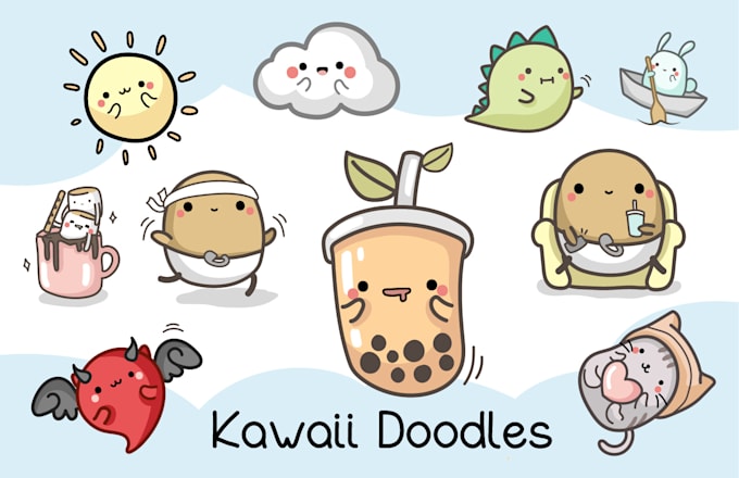 Create Cute Kawaii Cartoon Characters, Logo ,Stickers