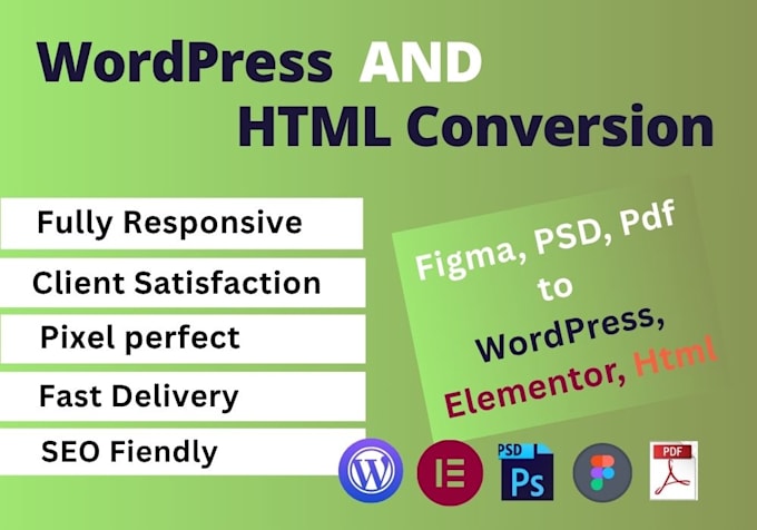 convert figma to html, figma to wordpress, elementor