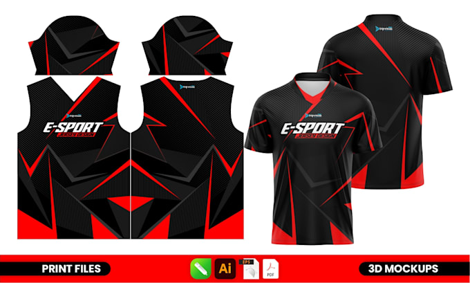make a gaming jersey design for sublimation