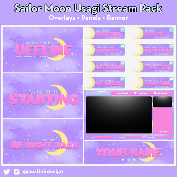 customize my pre designed sailor moon usagi stream pack