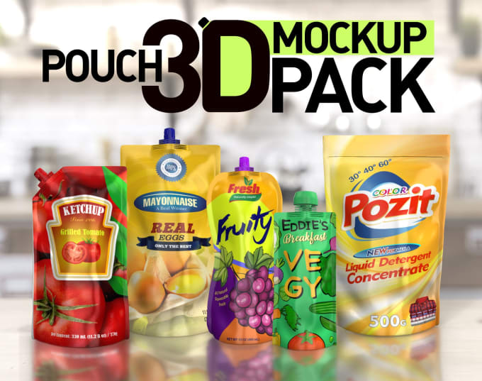 make 3d pouch pack mockup animation