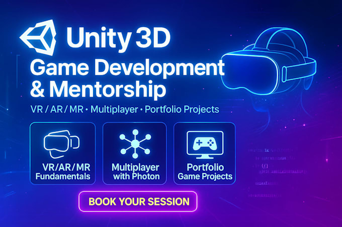 teach you VR ar mr game development in unity with multiplayer