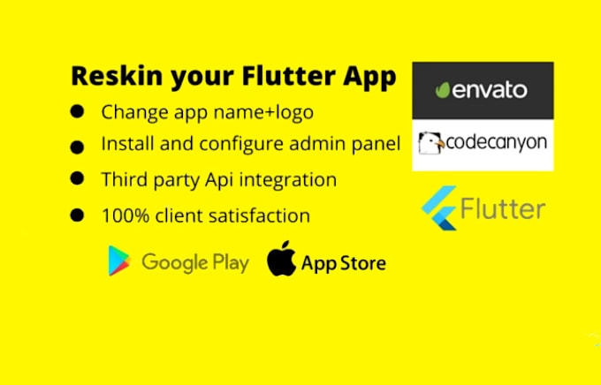 reskin rebrand any flutter app, codecanyon android, ios app