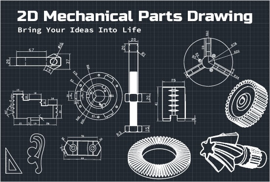do autocad 2d mechanical parts drawings
