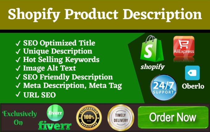 write unique shopify product description and seo optimized title