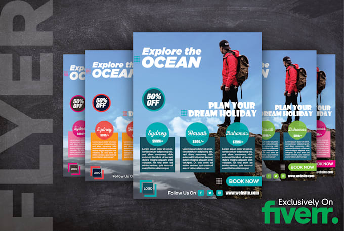 design flyer, brochure, poster for tour, holiday and food