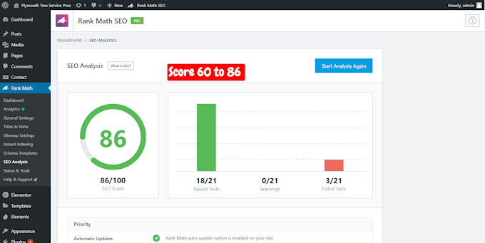 do on page SEO for wordpress site using rank math