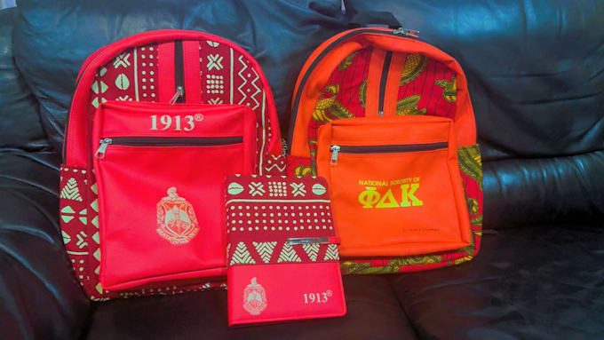design a sorority backpack,diary and a mug