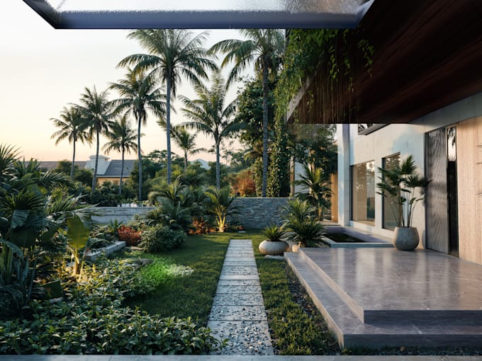 do creative landscape design for your outdoor garden and airbnb