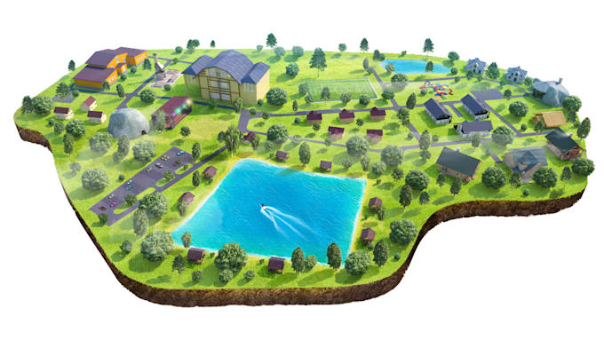 create 3d or 2d map illustration for game or web design