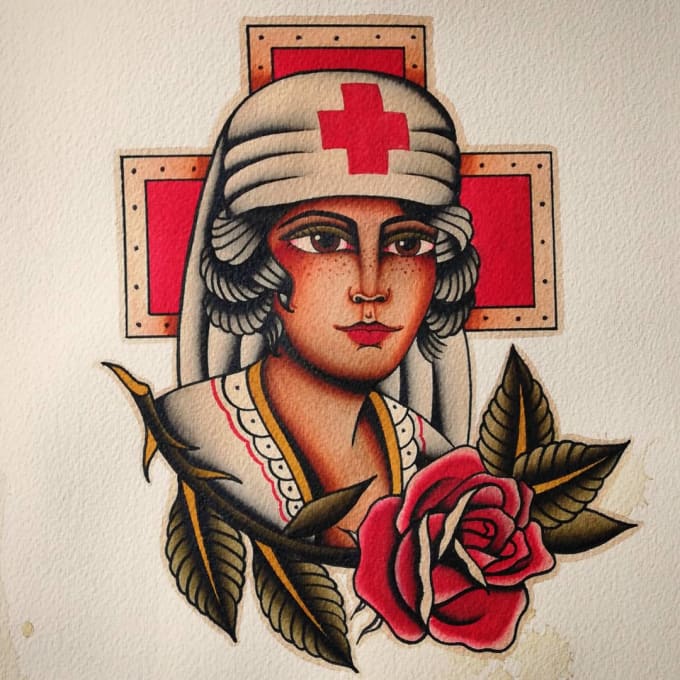 Nurse Traditional Tattoo - Nurse - Pin | TeePublic