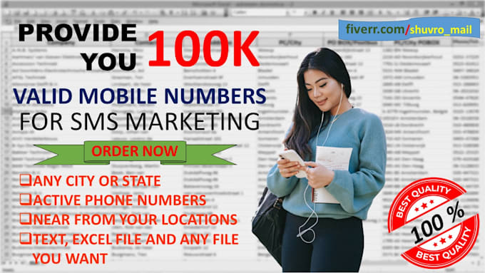 provide you 100k USA, UK, and canada active mobile phone numbers