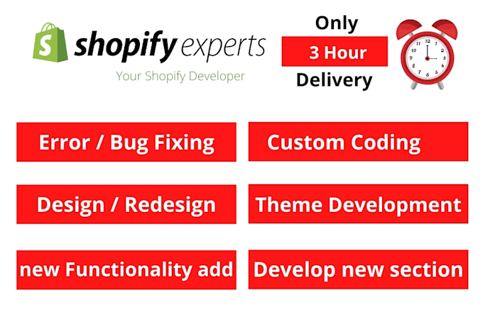 fix shopify bugs,shopify custom coding,add features with my shopify expert team