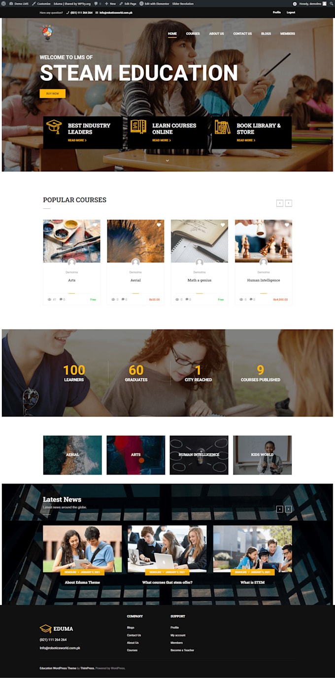 develop responsive wordpress lms website