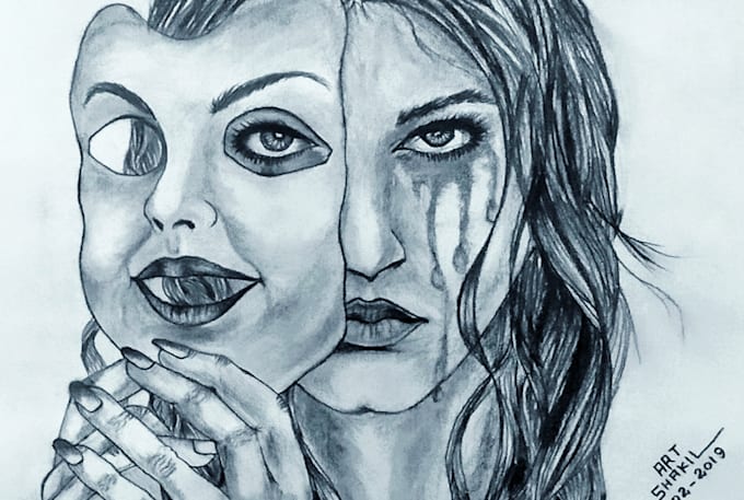 draw realistic pencil sketch or hand drawn portrait