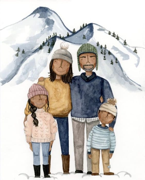 draw and drawing family portrait illustration