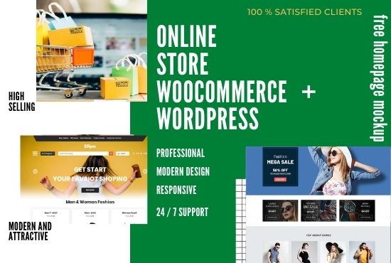 create online store , ecommerce store using  woo commerce and wordpress