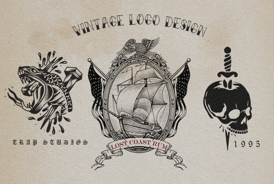 draw digital vintage hand drawn logo design