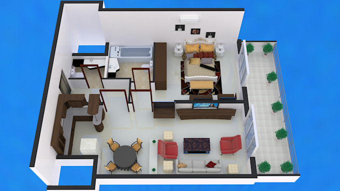 make 3d floor plan and rendering