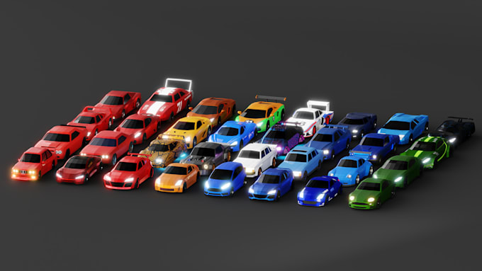 create a 3d model of a low poly car