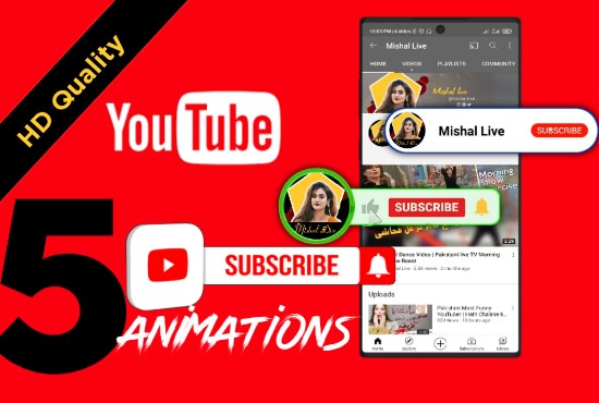 make subscribe like and bell animation for youtube