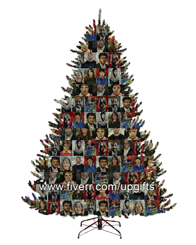 Create a family tree photo collage gift in a christmas tree by Upgifts
