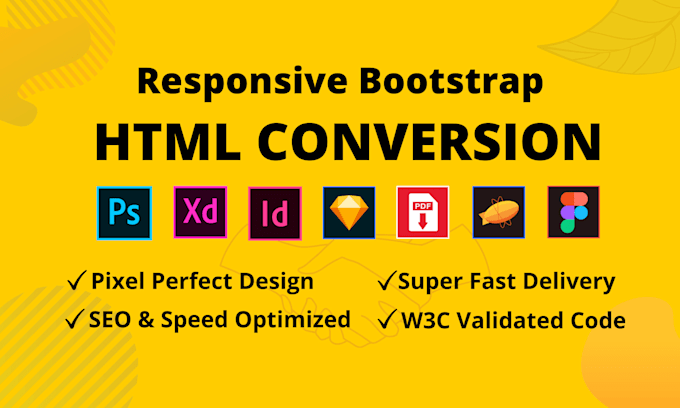 convert web design psd,xd,figma, to HTML CSS responsive