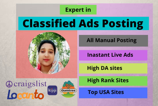 I will do manually high quality classified ads posting in USA sites