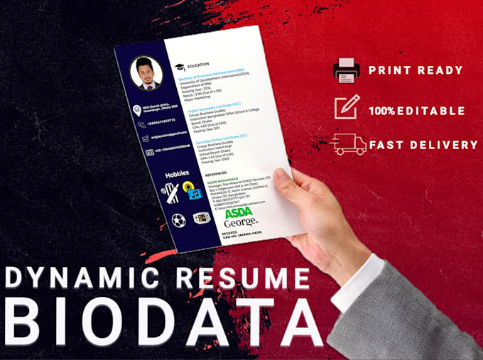 design dynamic resume and biodata