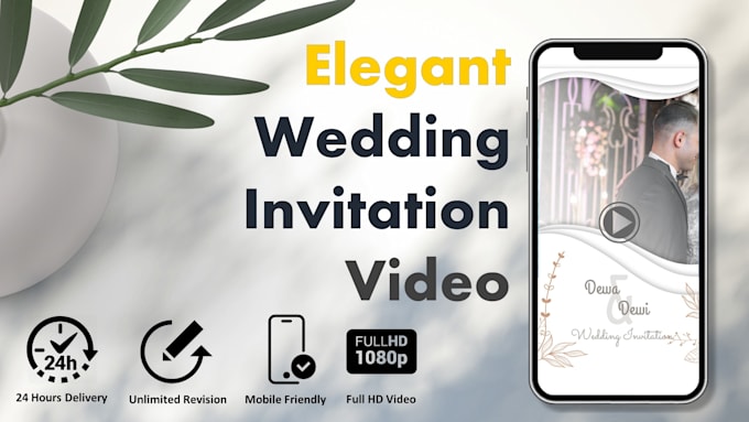 create romantic elegant wedding invitation video in 24 hours